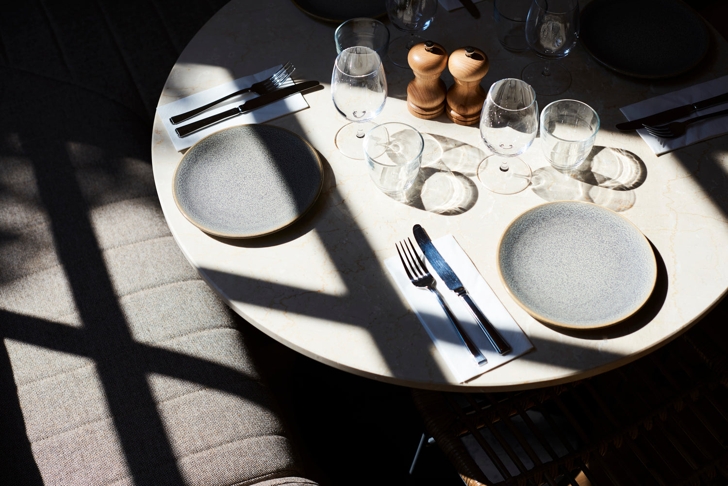 Sunny table inside at Caravan Bankside restaurant