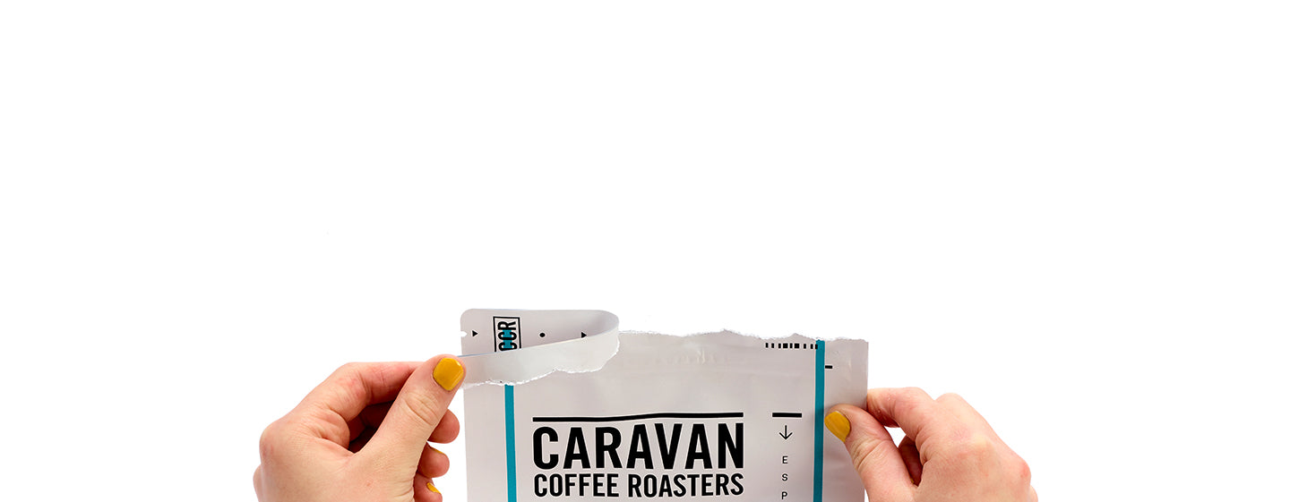 Caravan Coffee Roasters coffee collection with compostable bags