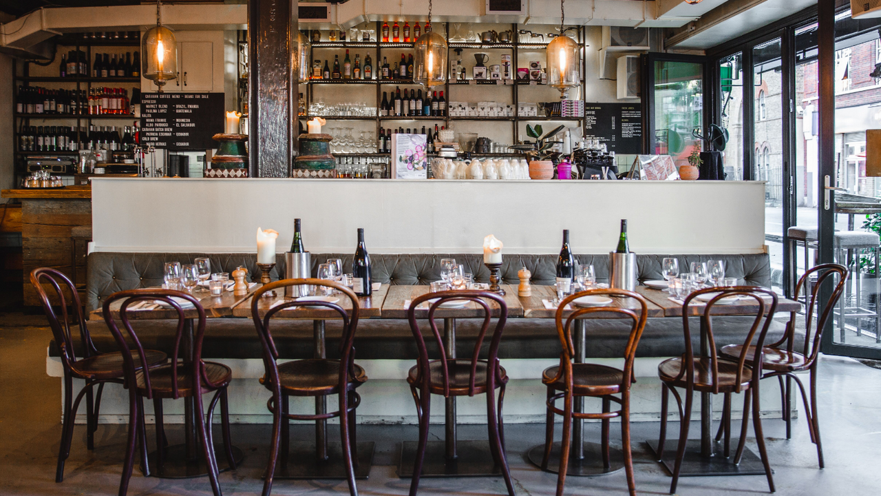 Large group dining table at Caravan Exmouth Market restaurant