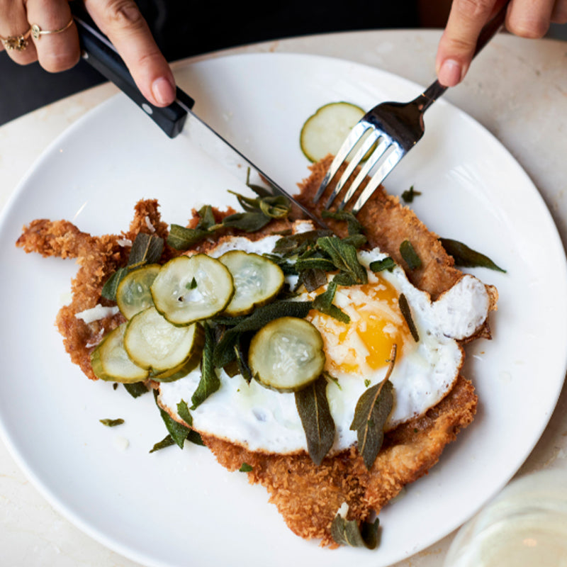 Dingley Dell pork schnitzel at Caravan restaurants