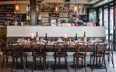 Large group dining table at Caravan Exmouth Market restaurant